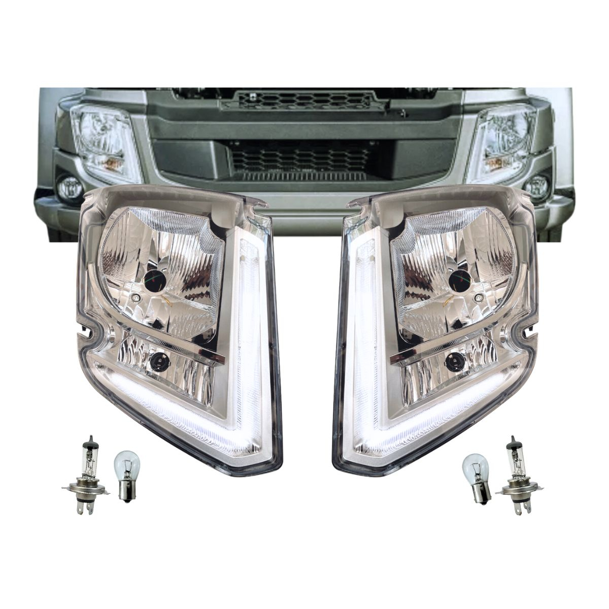 Par Farol Principal Dianteiro 24v Para Volvo Vm 220 270 310 330 Autolux 82526640 82532284
