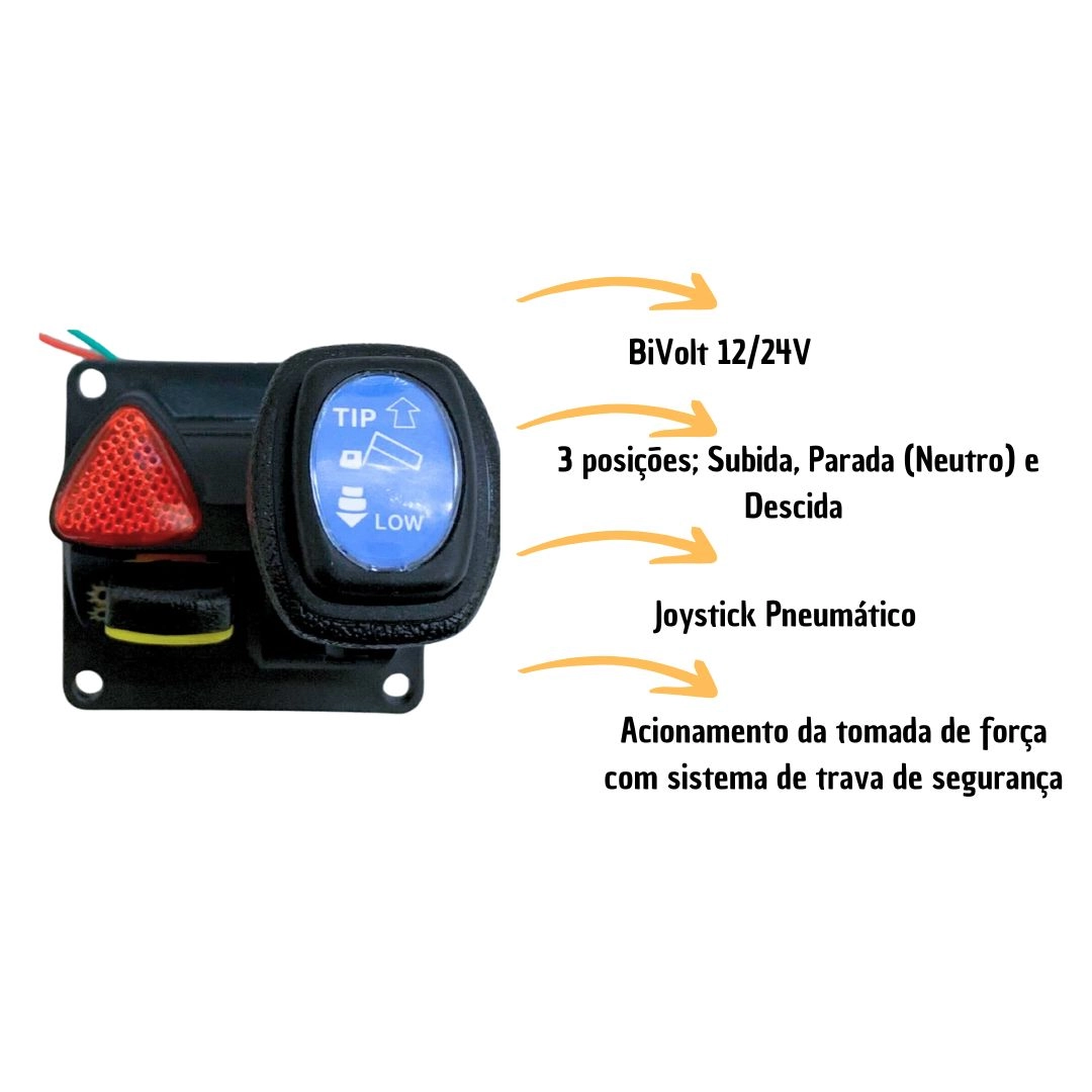 Chave Joystick p/ Caminhão Caçamba Basculante Bivolt 12v/24v Chave Joystick p/ Caminhão Caçamba Basculante Bivolt 12v/24v