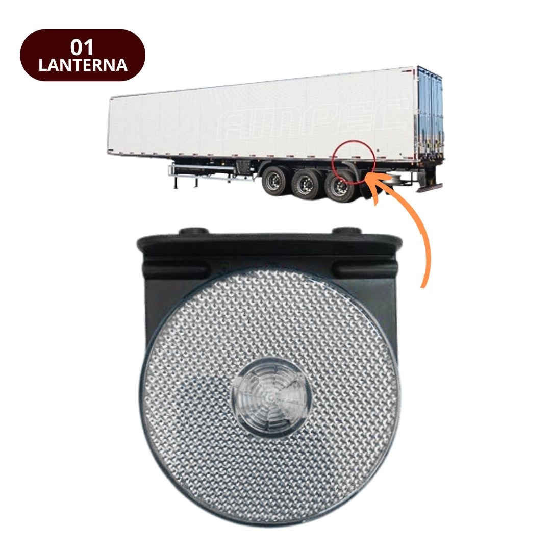 Lanterna Lateral LED Para Caminhão Reboque Randon Guerra Facchini Bivolt Cristal Com Suporte