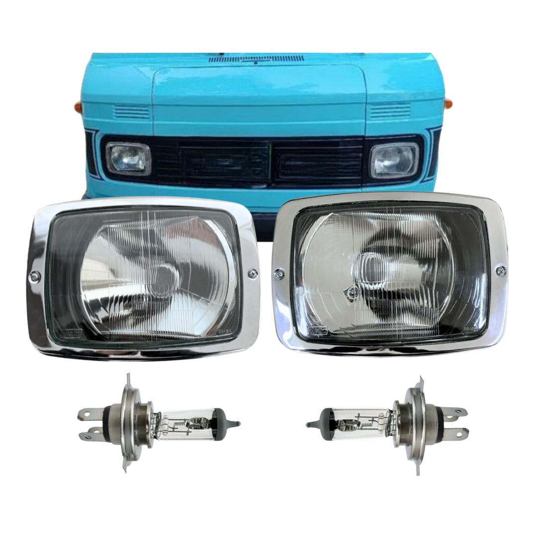 Kit Farol Dianteiro Principal Para Mercedes Benz 608 708 1972 a 1989 Com Lâmpadas Original Nino