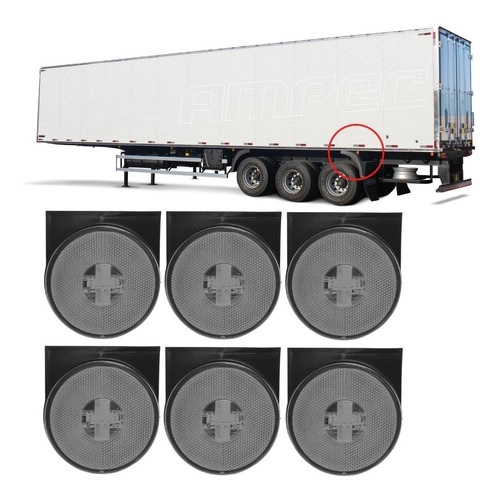 Kit 6 Lanternas Lateral Led Caminhão Carreta Com Suporte Cristal G