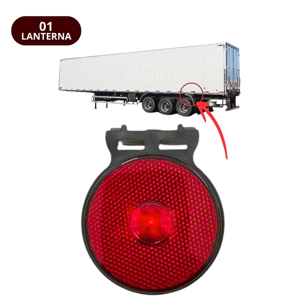 Lanterna Lateral Implemento P 65mm Com Suporte LED Vermelha Para Carreta Caminhão Trailer Reboque