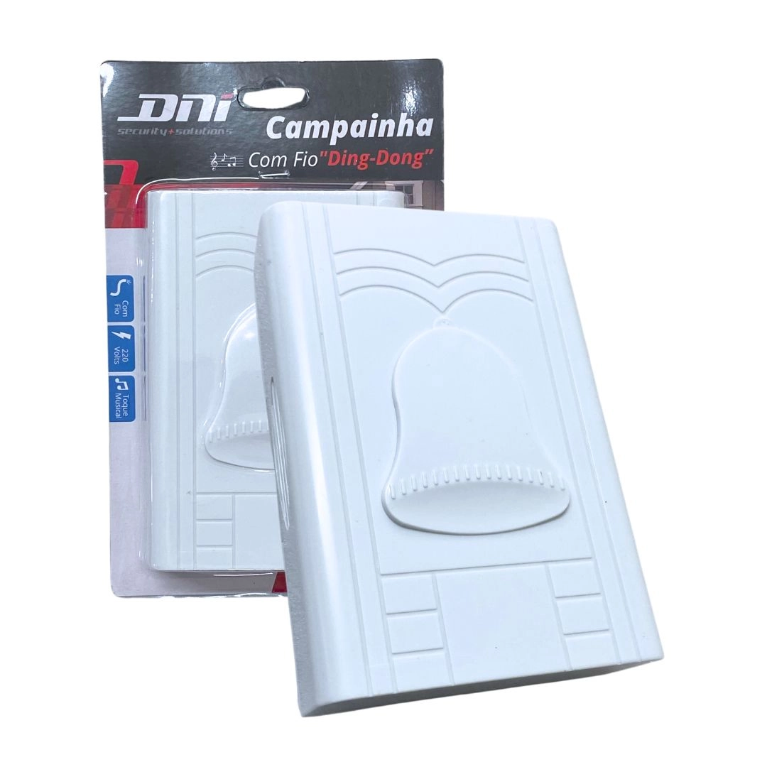 Campainha Musical Ding Dong 220V Branco Com Fio P/ Porta