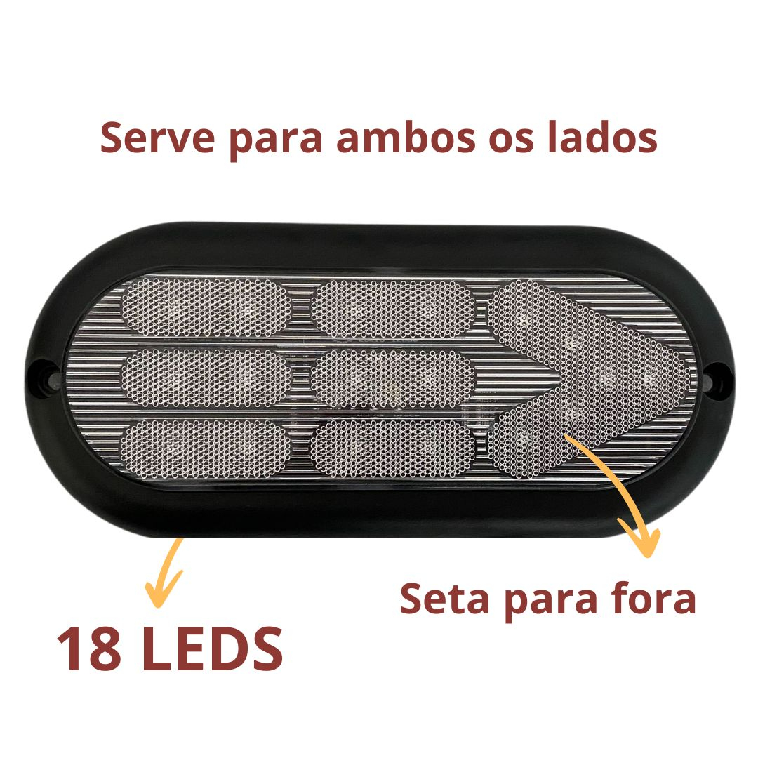 Kit Lanterna Traseira 18 LED Bivolt Cristal Com Luz de Placa Para Reboque Carretinha Universal