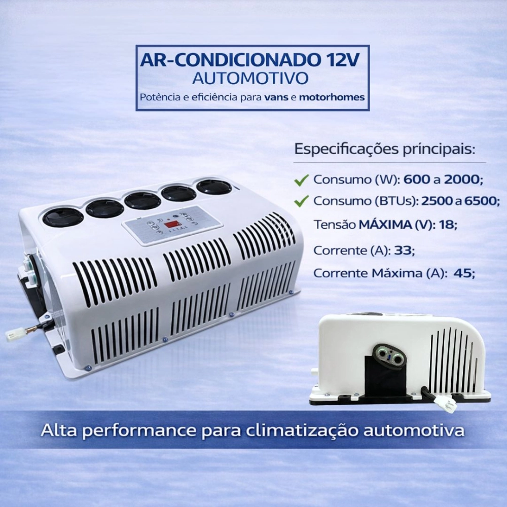Kit Ar-Condicionado Elétrico Portátil Inverter Para Caminhão Van Motorhome 12v 6500 BTUs Kit Ar-Condicionado Elétrico Portátil Inverter Para Caminhão Van Motorhome 12v 6500 BTUs