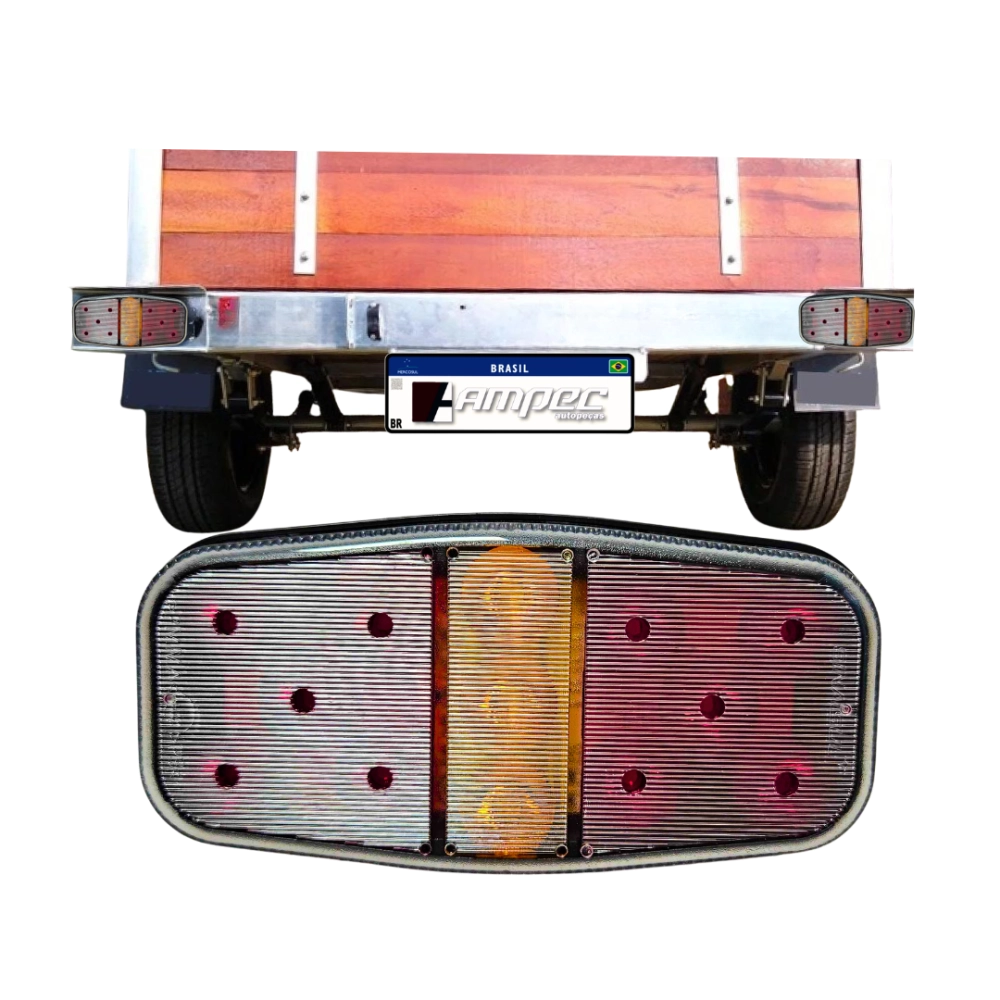 Lanterna Traseira Canoinha LED 12v Universal Carretinha Reboque Sinal Sul 2133 12