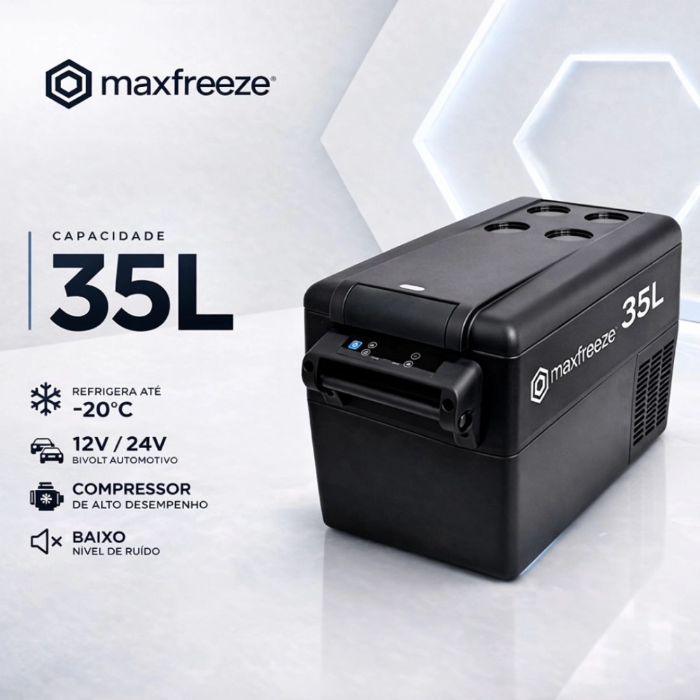 Mini Geladeira Portátil 35 Litros Para Caminhão Ônibus Van 12V/24V 110v/220v