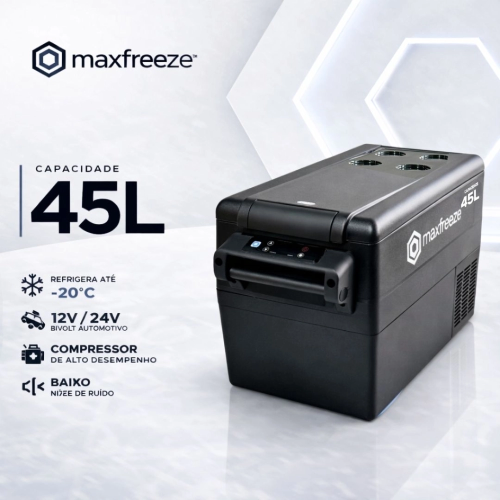 Mini Geladeira Portátil 45 Litros Para Caminhão Ônibus Van 12V/24V 110v/220v