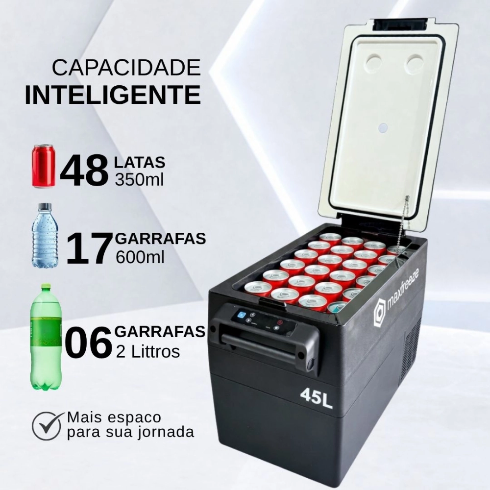 Mini Geladeira Portátil 45 Litros Para Caminhão Ônibus Van 12V/24V 110v/220v Mini Geladeira Portátil 45 Litros Para Caminhão Ônibus Van 12V/24V 110v/220v