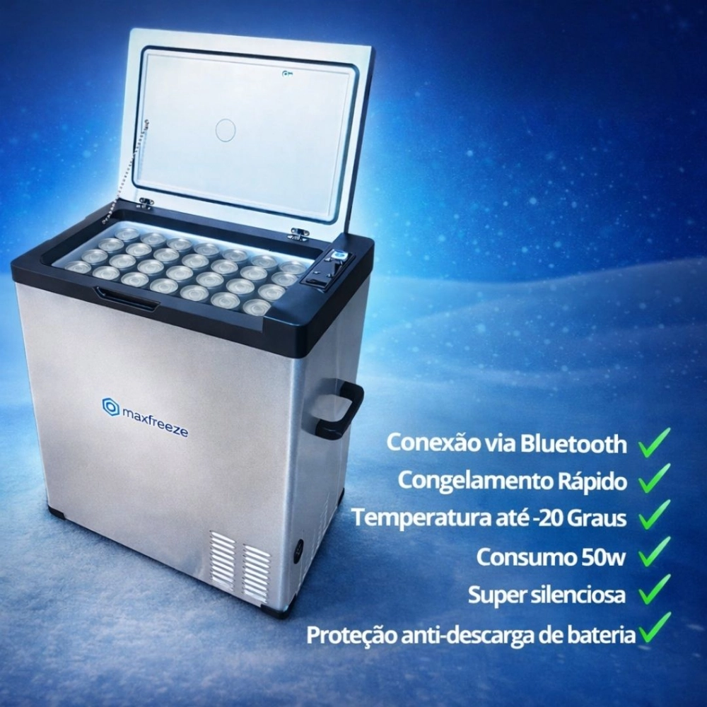 Mini Geladeira Portátil 75 Litros Para Caminhão Ônibus Van 12V/24V 110v/220v MaxFreeze