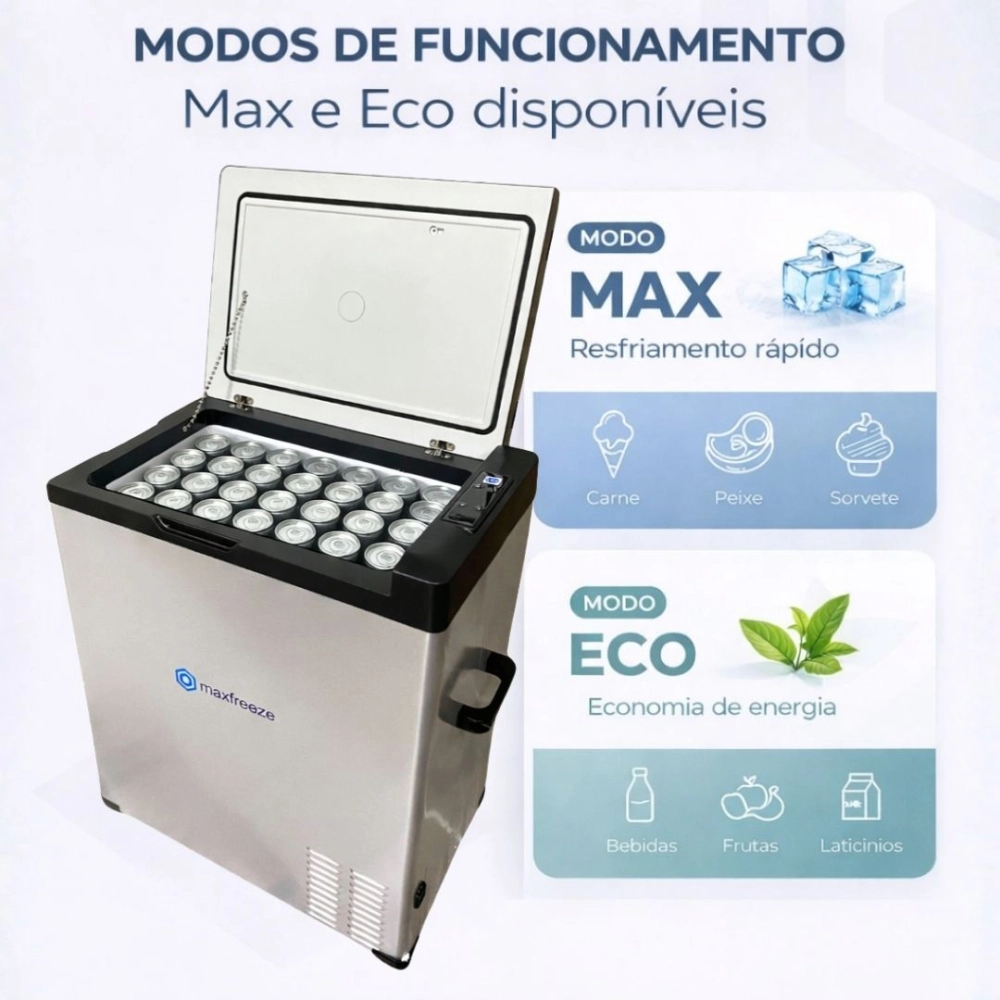 Mini Geladeira Portátil 75 Litros Para Caminhão Ônibus Van 12V/24V 110v/220v MaxFreeze