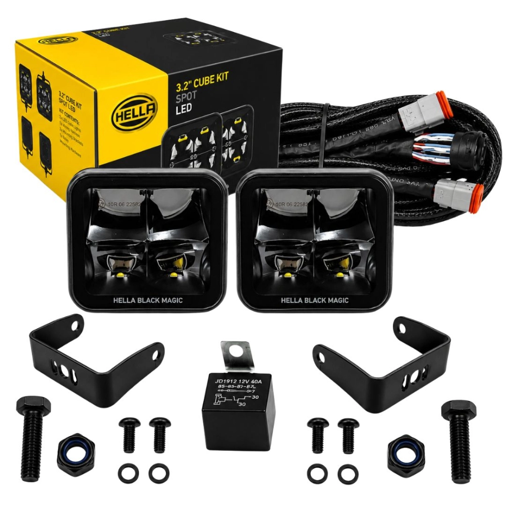 Par Farol Auxiliar Milha LED Off Road Carro Picape Jipes Longo Alcance Preto Bivolt 12v / 24v
