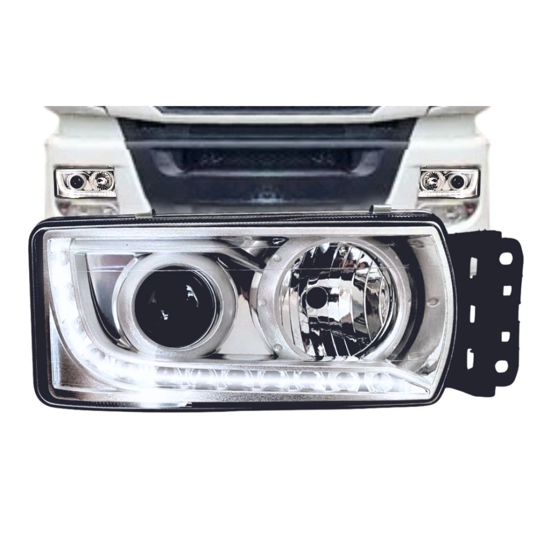 Farol Para Iveco Stralis Hi-way Cromado Led Direito