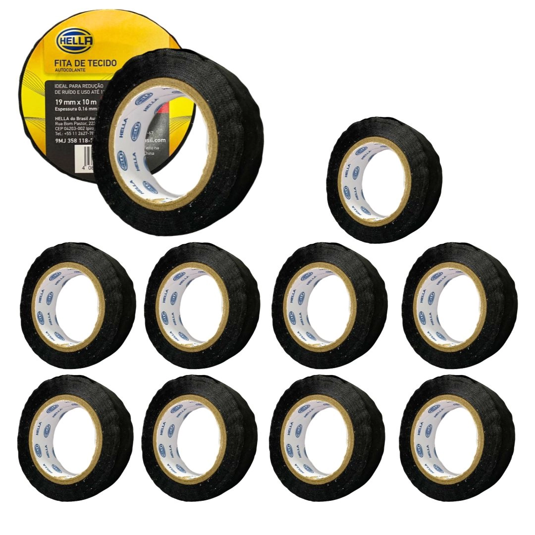Kit 10 Fitas Tecido Isolante Chicote Anti Chama 19mm x 10m
