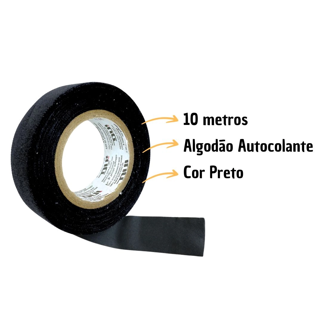 Kit 5 Fita Isolante Tecido 10m Chicote Elétrico Autocolante