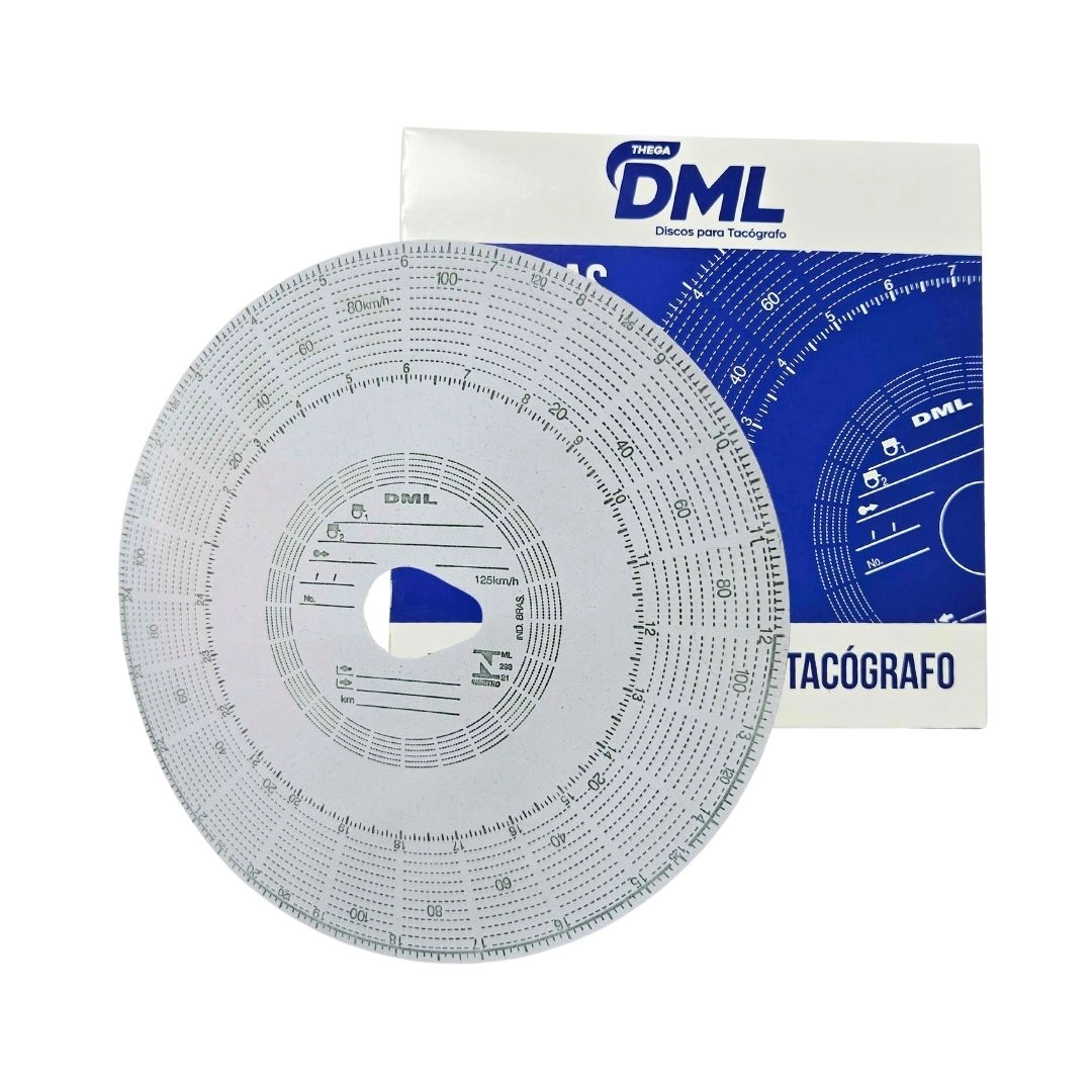 Disco Tacógrafo Diário 125km x 24 Caixa C/ 100un 10x10 DML Disco Tacógrafo Diário 125km x 24 Caixa C/ 100un 10x10 DML