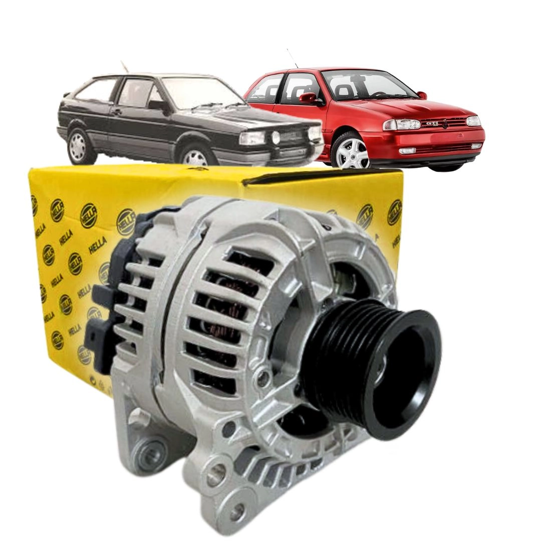 Alternador de Energia Elétrica 12V 90A Polia Estriada 6 Canais Linha VW Gol GTI Quadrado G2 Bola G3 Fox Golf Polo Kombi 