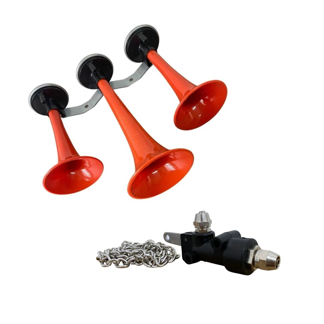 Kit Buzina Verdureiro 3 Cornetas Com Válvula Cordinha Metal 