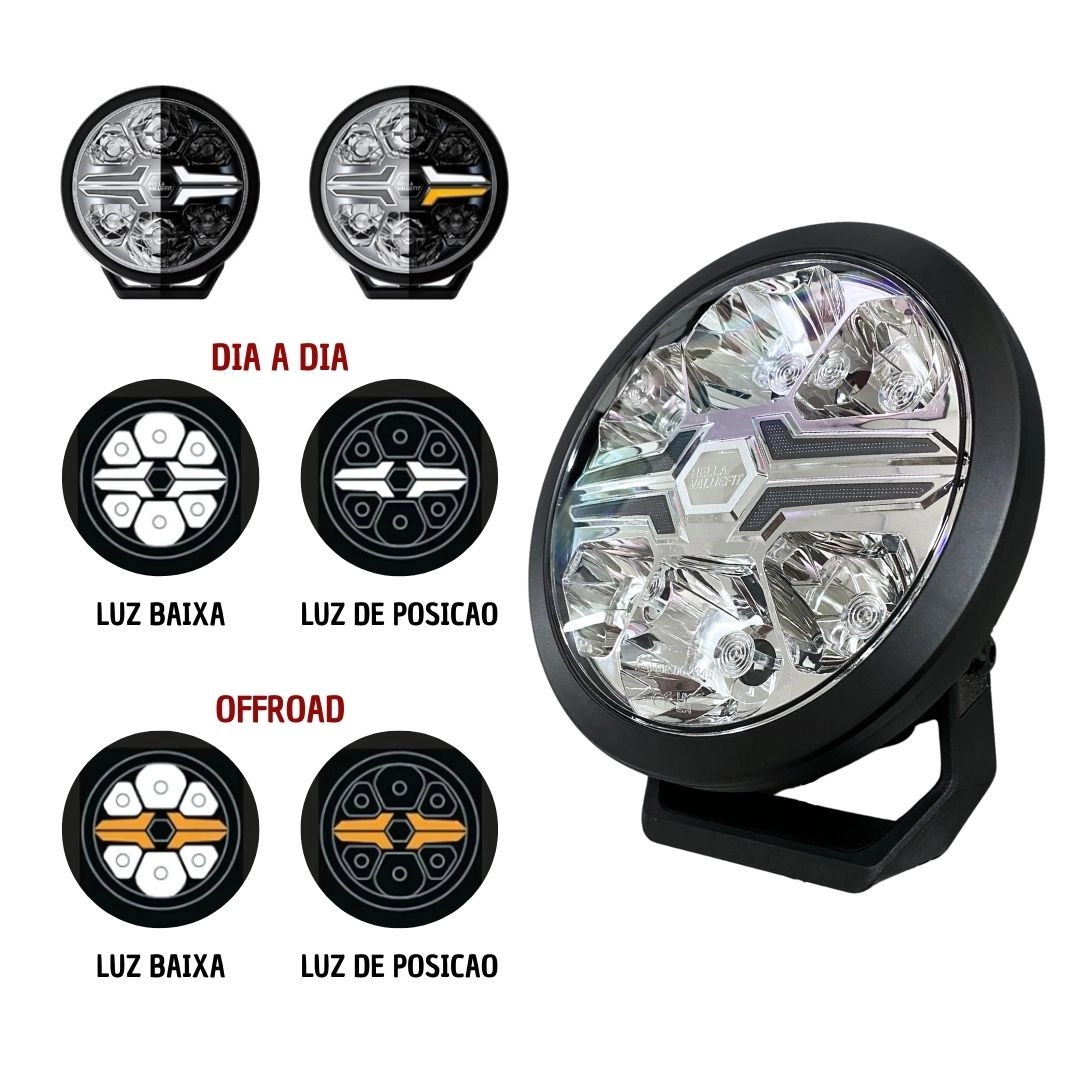 Farol 7 Pol 18cm Drl Branco Âmbar Valuefit Blade Hella Farol 7 Pol 18cm Drl Branco Âmbar Valuefit Blade Hella