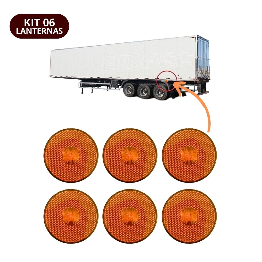 Kit 6 Lanterna Lateral Implemento P 65mm Sem Suporte LED Amarela Para Carreta Caminhão Trailer Reboque Kit 6 Lanterna Lateral Implemento P 65mm Sem Suporte LED Amarela Para Carreta Caminhão Trailer Reboque