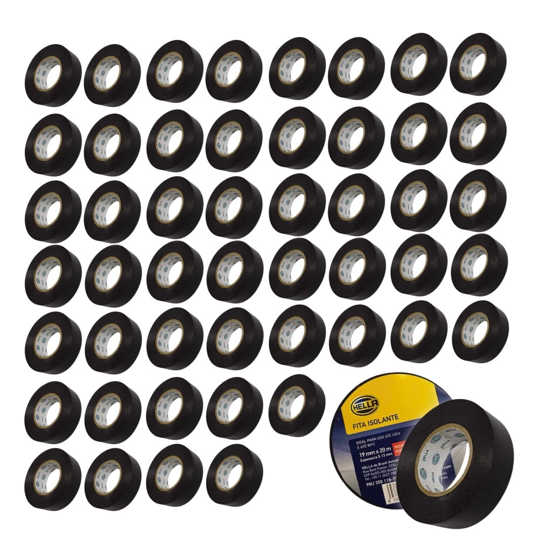 Kit 100 Fita Isolante 19mm 20m Resistente Fogo Umidade Hella