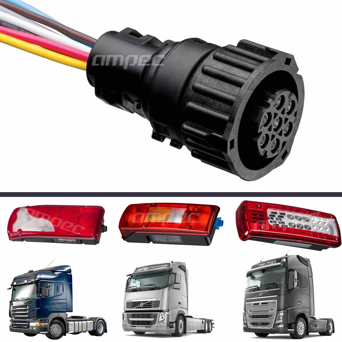 Chicote Conector Redondo 7 Vias Chicote Conector Redondo 7 Vias