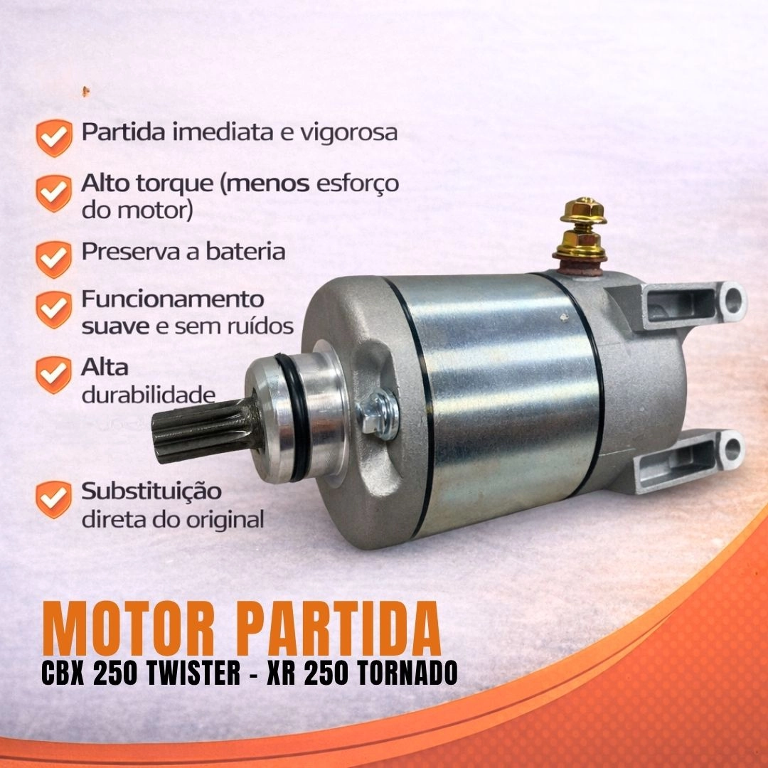 Motor de Partida Arranque 9 Dentes 12v Para Honda Xr Tornado 250 Twister 250 2001 a 2009 Magnetron 90205570 Motor de Partida Arranque 9 Dentes 12v Para Honda Xr Tornado 250 Twister 250 2001 a 2009 Magnetron 90205570