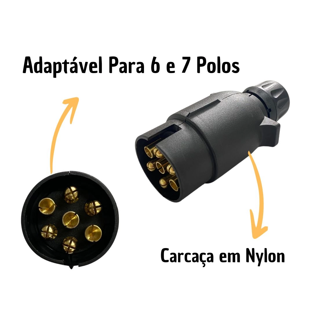 Kit Femea Macho Tomada Plug Elétrica Reboque Carretinha 6p Kit Femea Macho Tomada Plug Elétrica Reboque Carretinha 6p