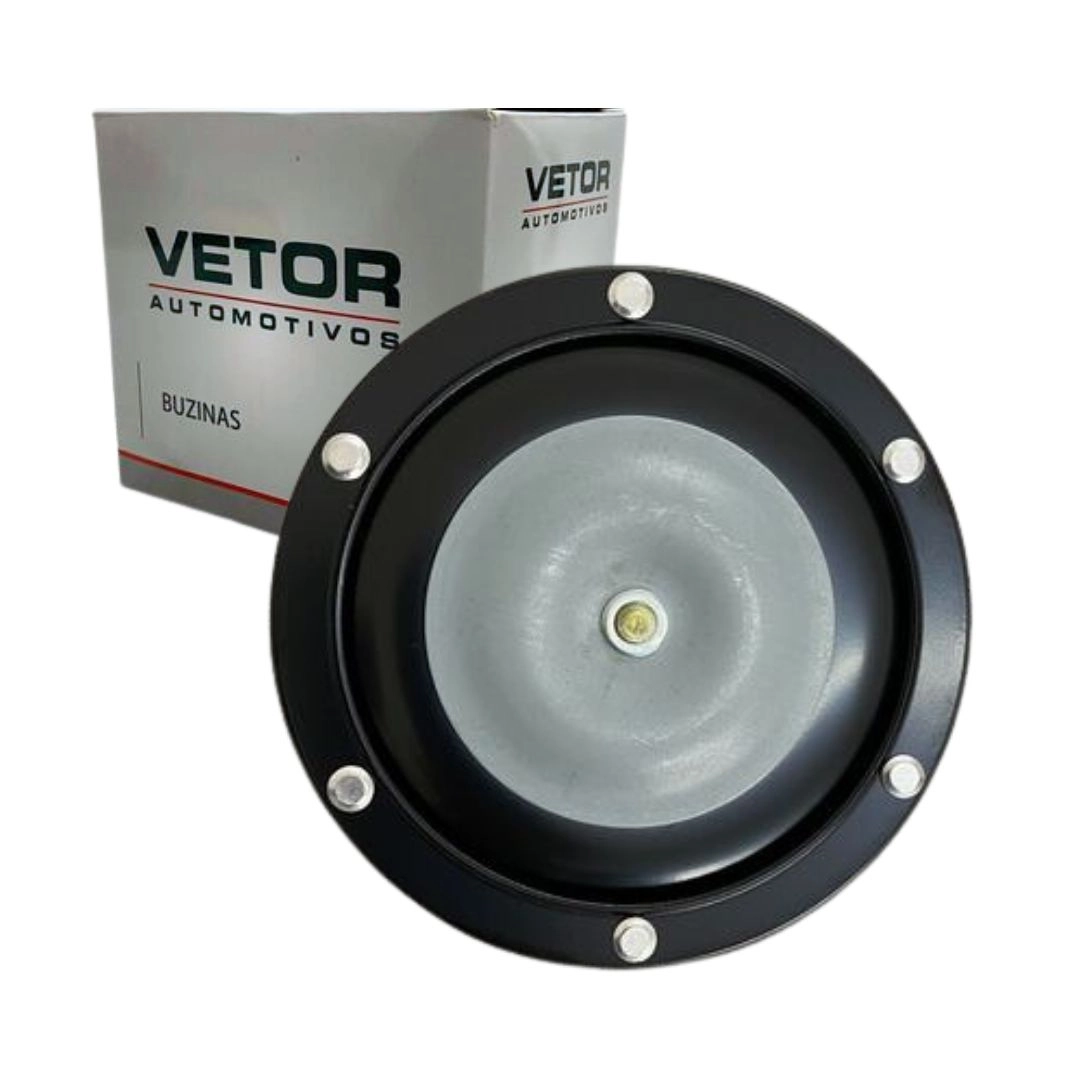 Buzina Bi-Bi Bibi 24v Disco Paquerinha 123mm Universal Com Suporte Vetor VT113 Buzina Bi-Bi Bibi 24v Disco Paquerinha 123mm Universal Com Suporte Vetor VT113