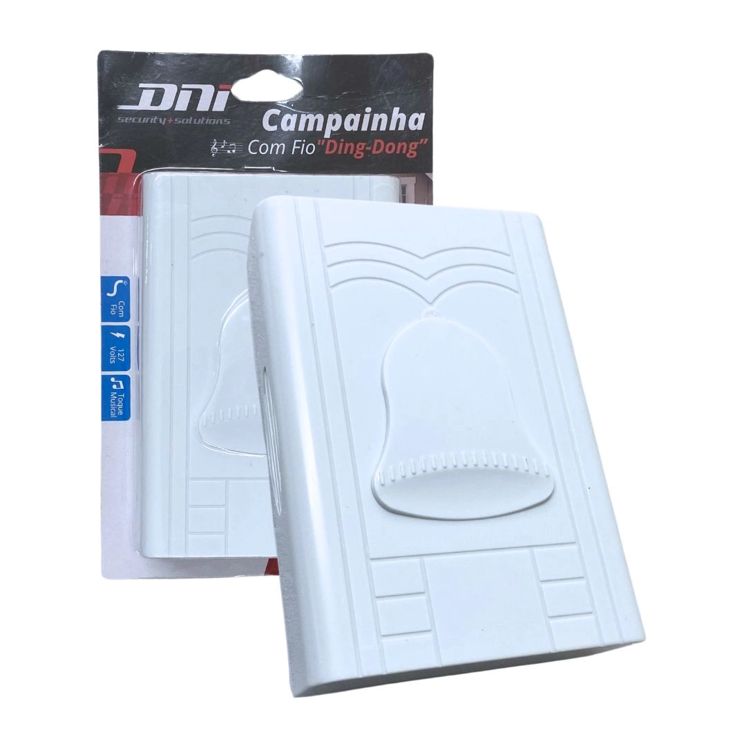 Campainha Musical Ding Dong 127V Branco Com Fio P/ Porta Campainha Musical Ding Dong 127V Branco Com Fio P/ Porta