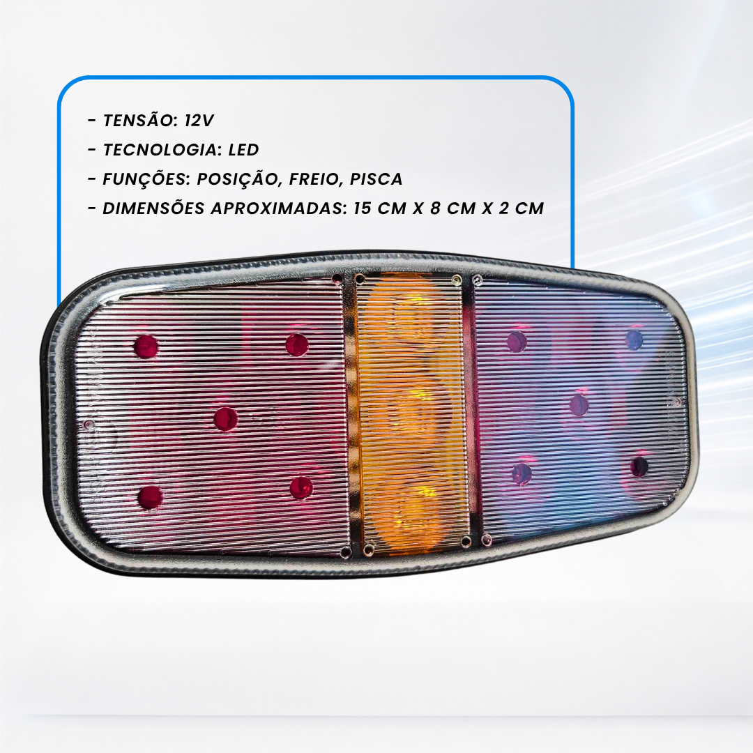 Par Lanterna Traseira Canoinha LED 12v Universal Carretinha Reboque Sinal Sul 2133 12