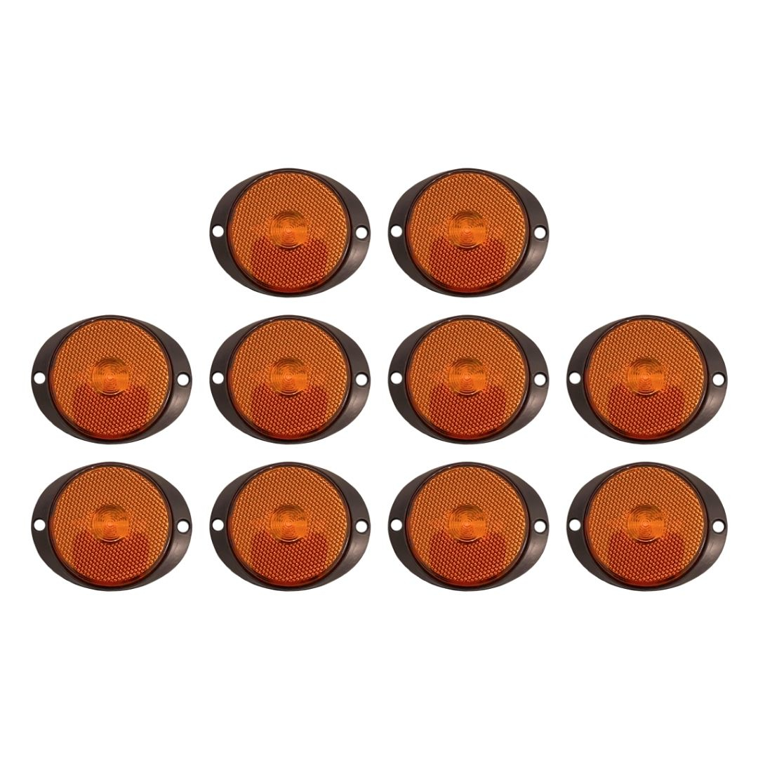 Kit 10 Lanterna Lateral Implemento P 65mm Com Suporte Frontal LED Amarela Para Carreta Caminhão Trailer Reboque Kit 10 Lanterna Lateral Implemento P 65mm Com Suporte Frontal LED Amarela Para Carreta Caminhão Trailer Reboque