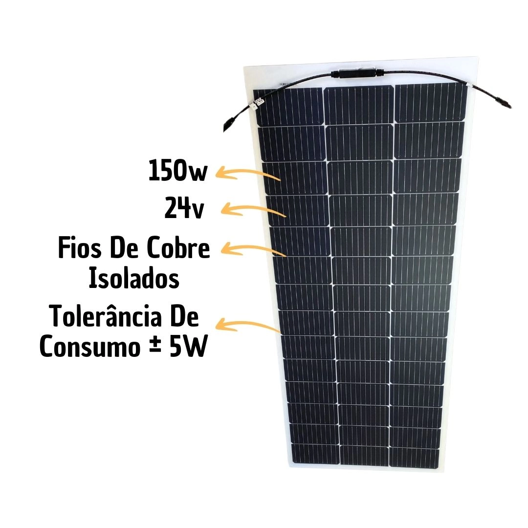 Kit Painel Solar Caminhão MotorHome 150w + Controlador Carga Kit Painel Solar Caminhão MotorHome 150w + Controlador Carga