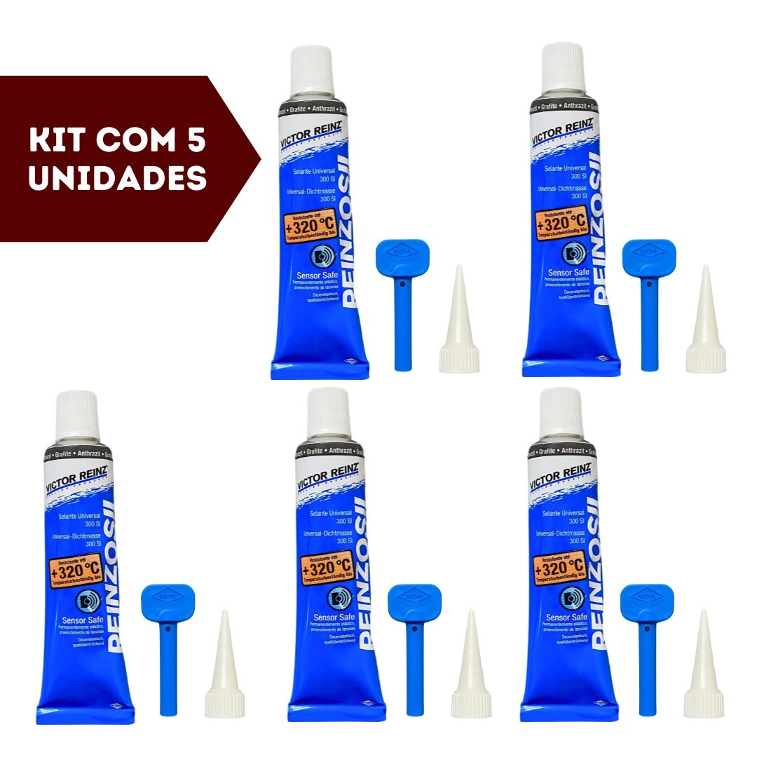 5 Cola Silicone Reinzosil Alta Temperatura Junta Admissão
