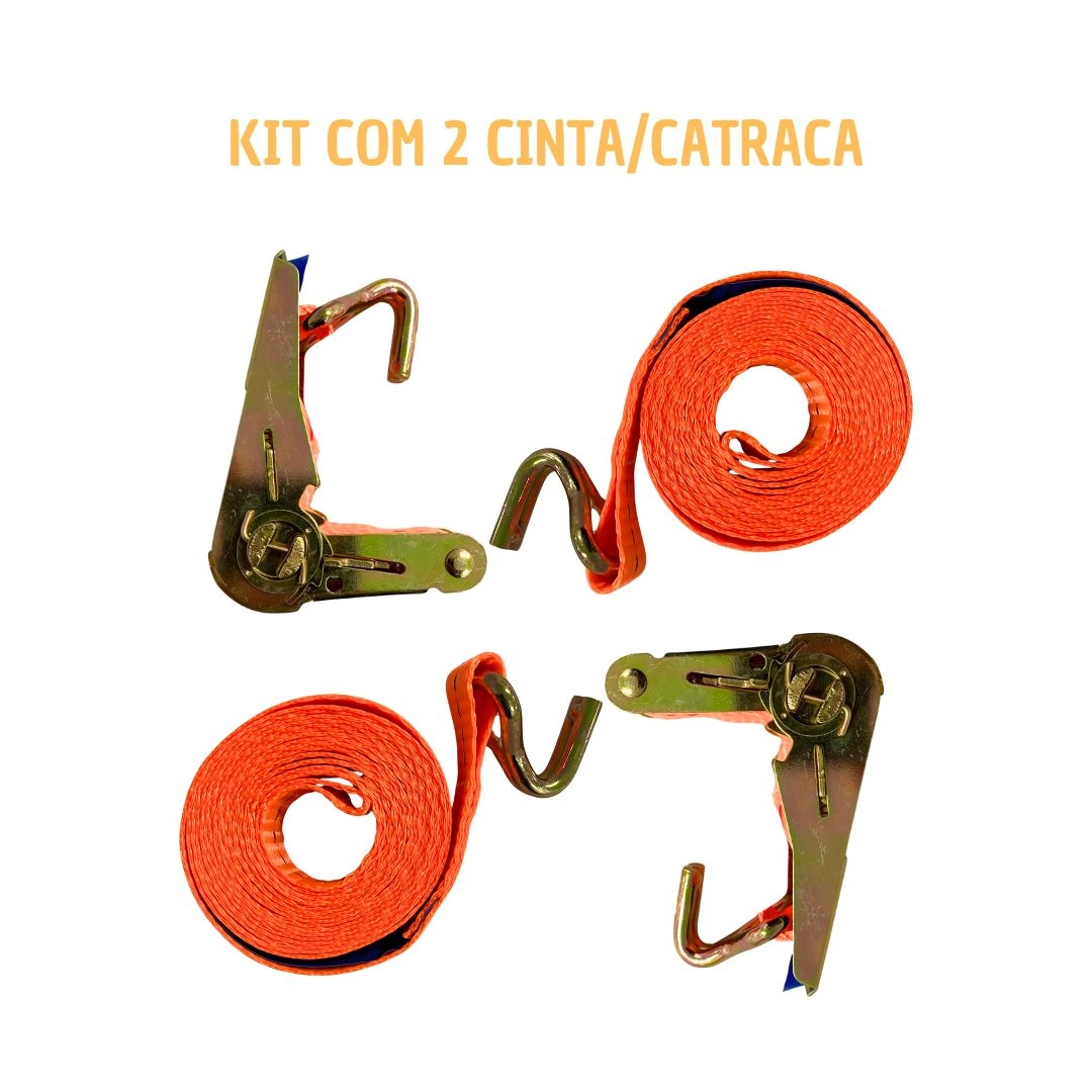 Kit 2 Cinta Catraca Amarração 800kg Carretinha Moto JetSki Kit 2 Cinta Catraca Amarração 800kg Carretinha Moto JetSki
