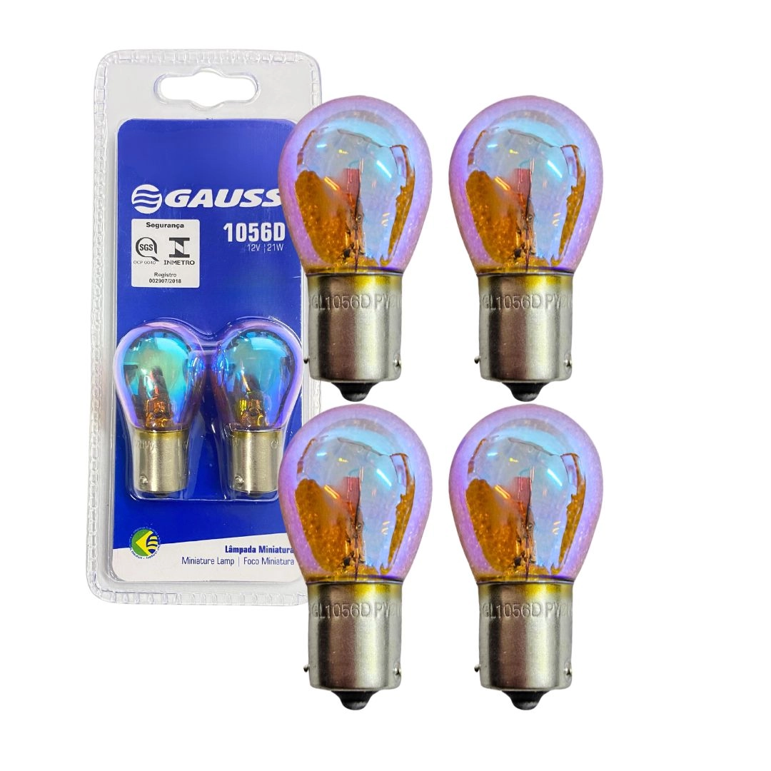 Kit 4 Lâmpadas Diadem 7507 PY21W 12V Pisca Azul Cor Âmbar Kit 4 Lâmpadas Diadem 7507 PY21W 12V Pisca Azul Cor Âmbar