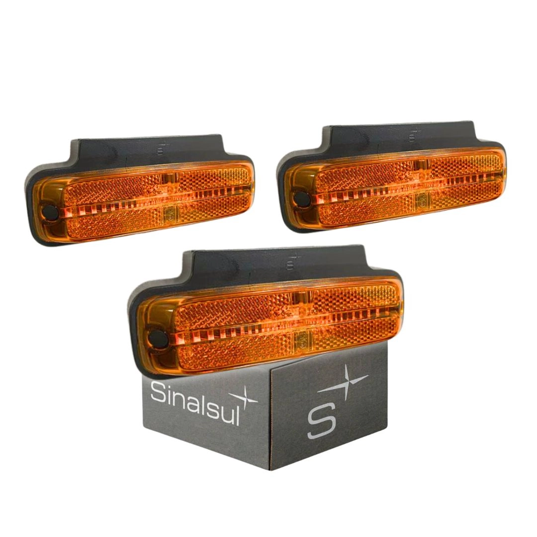 Kit 3 Lanterna Lateral Posição Refletor Suporte LED Amarela