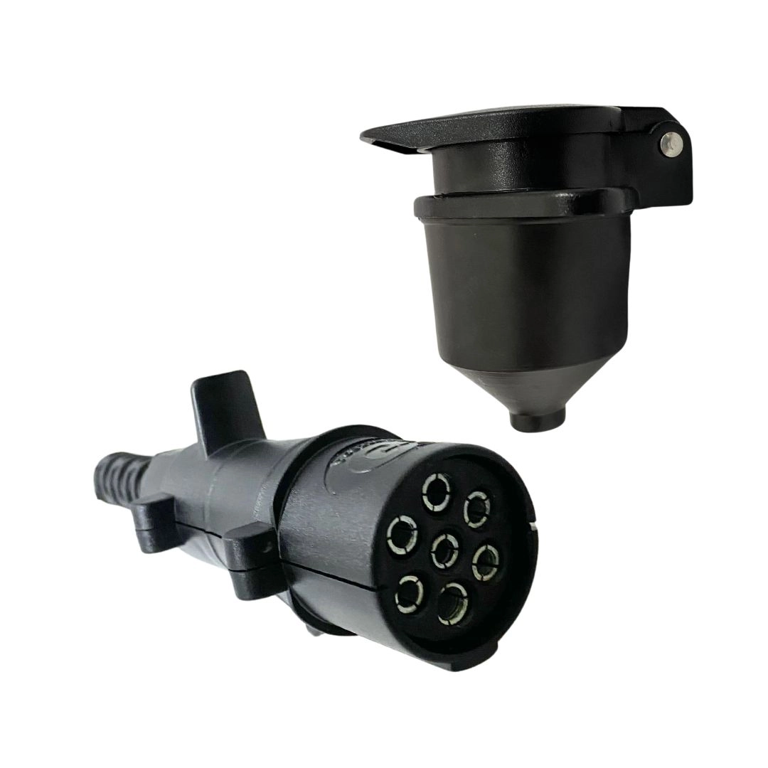 Kit Tomada Eletrica Carretinha Caminhão Conector Macho Femea 7 Polos Nylon