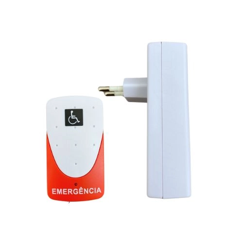 Alarme Campainha de Emergência para Banheiro PNE PCD e Idosos Atende NBR 9050 Tomada Bivolt