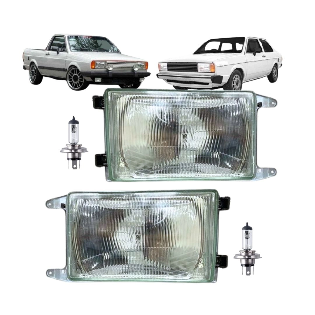 Par Farol Principal Para Gol Parati 1985 a 1986 Lente Vidro