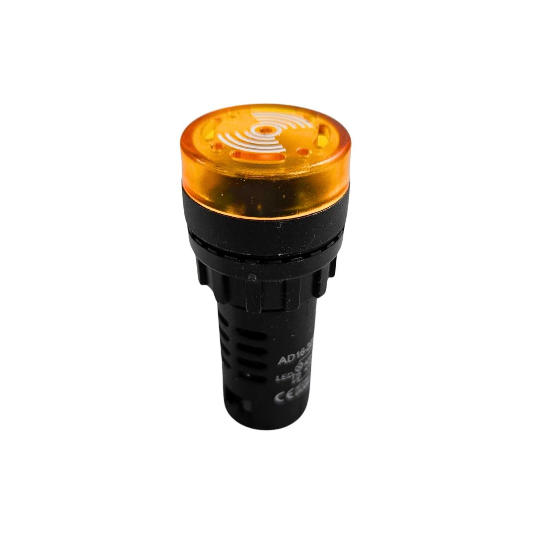 Alarme Sonoro Buzzer Sinaleiro LED Amarelo 22mm 110Vac