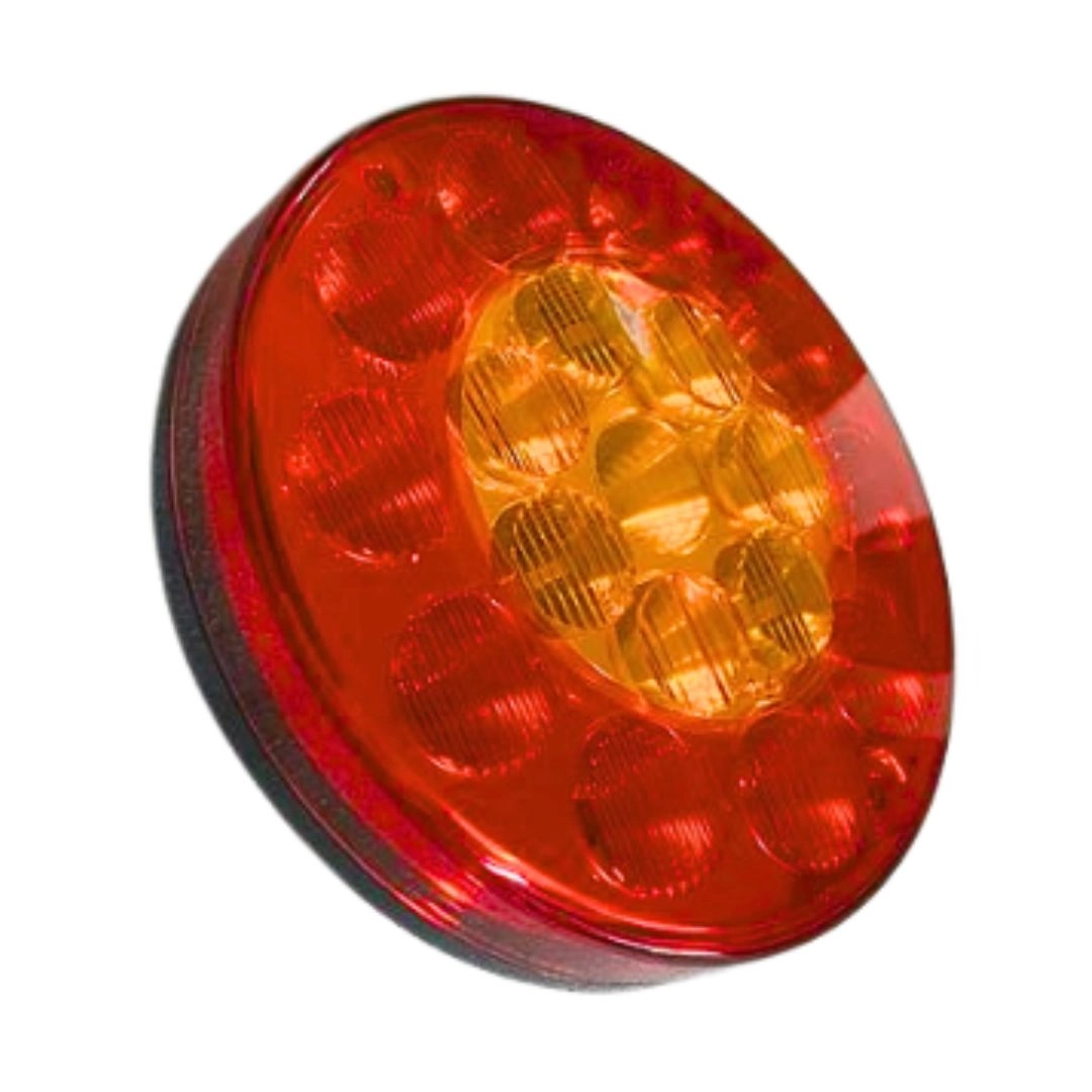 Lanterna Traseira LED Redonda Bivolt 135mm 4 Vias Seta Freio Posição Universal Caminhão Carreta Sinal Sul