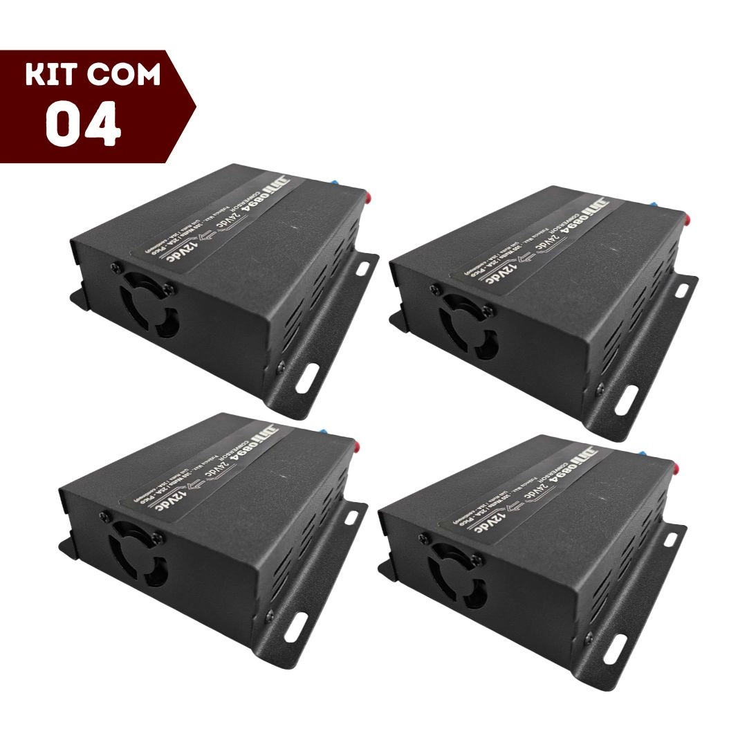 Kit 4 Inversor Conversor Voltagem 24V para 12V 300W C/Cooler Kit 4 Inversor Conversor Voltagem 24V para 12V 300W C/Cooler