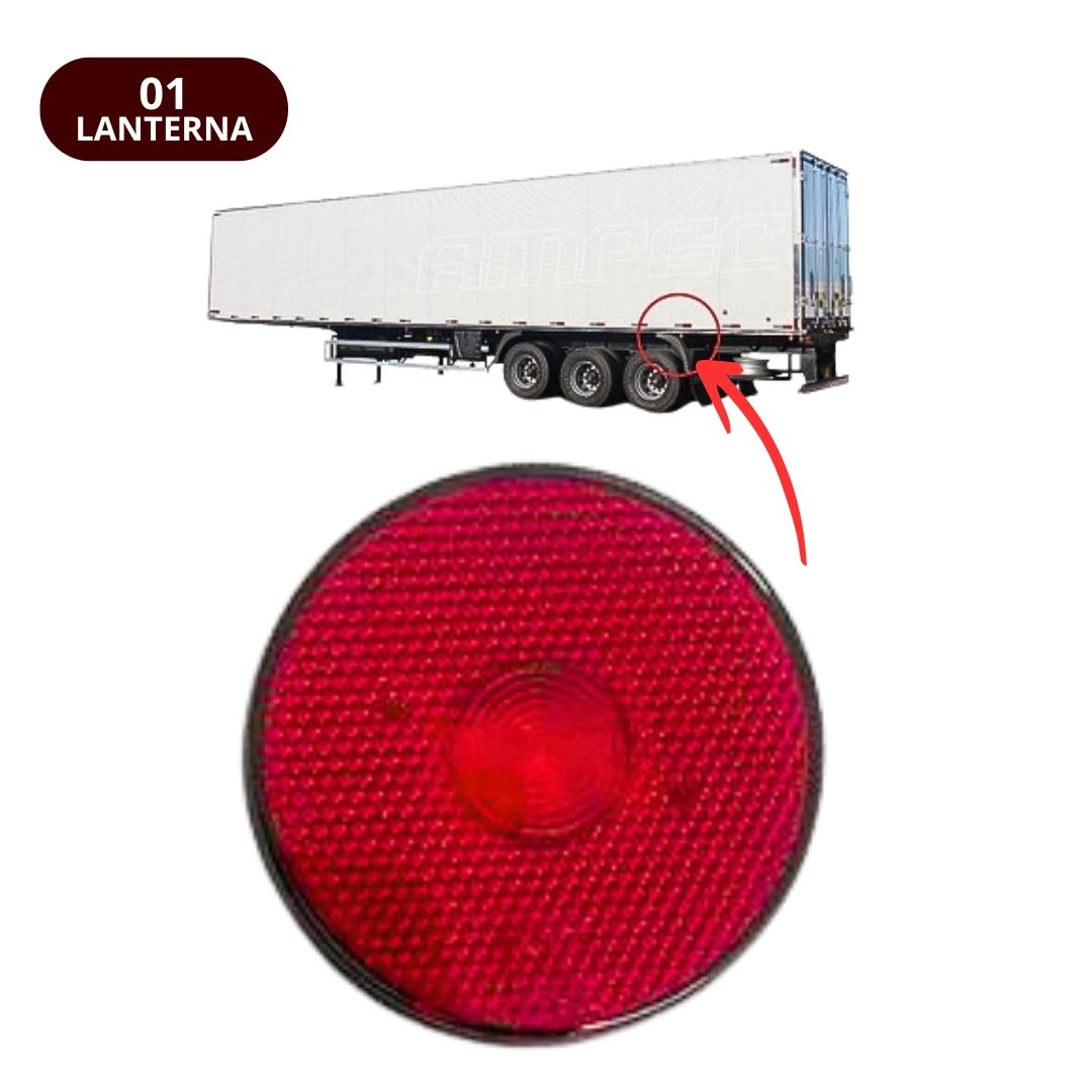 Lanterna Lateral Implemento G 85mm Sem Suporte LED Vermelha Para Carreta Caminhão Trailer Reboque