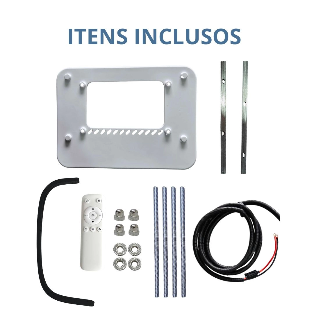 Kit Ar-Condicionado Caminhão Motorhome Van Elétrico Teto 12V Inverter 7.000 BTUS Kit Ar-Condicionado Caminhão Motorhome Van Elétrico Teto 12V Inverter 7.000 BTUS