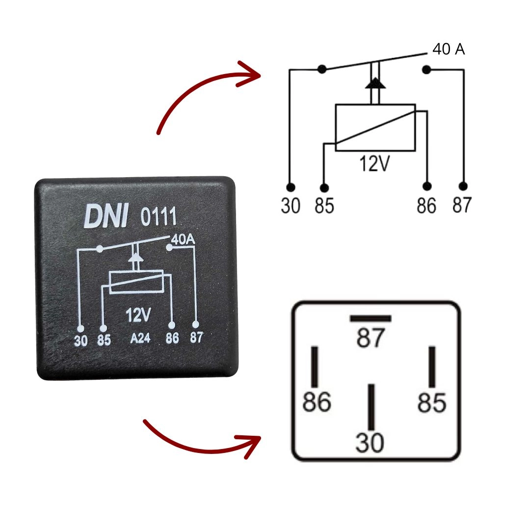 Rele Auxiliar 12v 40a 4 Terminais Sem Suporte DNI 0111 Uso Geral Rele 40a 12v Rele Auxiliar 12v 40a 4 Terminais Sem Suporte DNI 0111 Uso Geral Rele 40a 12v