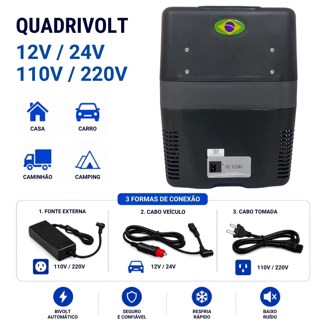 Geladeira Portátil 55 Litros 12V/24V 110v/220v Geladeira Caminhão Ônibus Van Freezer Camping Barco Lancha Pesca Geladeira Portátil 55 Litros 12V/24V 110v/220v Geladeira Caminhão Ônibus Van Freezer Camping Barco Lancha Pesca