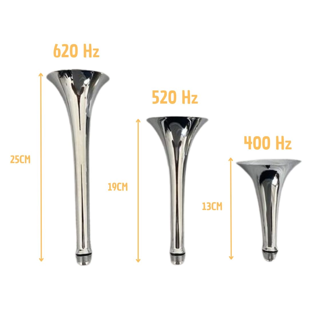 Buzina a Ar para Carro Barco e Caminhão 12v 24v Universal 3 Cornetas Cromada Buzina a Ar para Carro Barco e Caminhão 12v 24v Universal 3 Cornetas Cromada