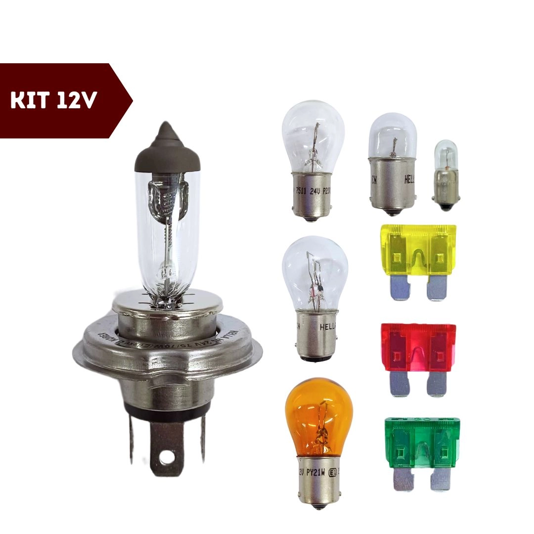 Kit Lampadas H4 12v Farol Seta Re Fusivel 9 Pçs Hella Kit Lampadas H4 12v Farol Seta Re Fusivel 9 Pçs Hella