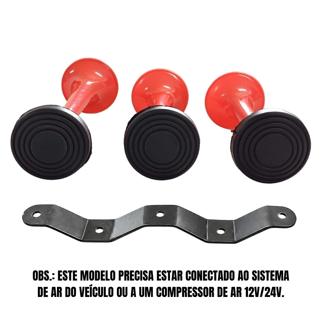 Buzina Pneumática Com 3 Cornetas Ar Comprimido Verdureiro VLZ00054 